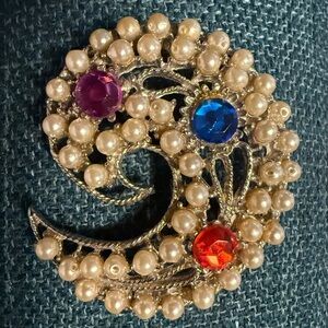 Vintage Multicolor Crystal Brooch